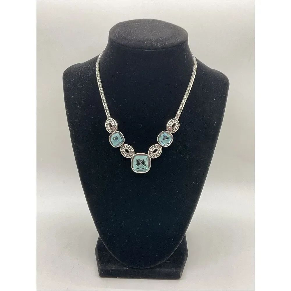 Brighton Venus Rising Silver Plated Necklace with Aqua Crystal Accents